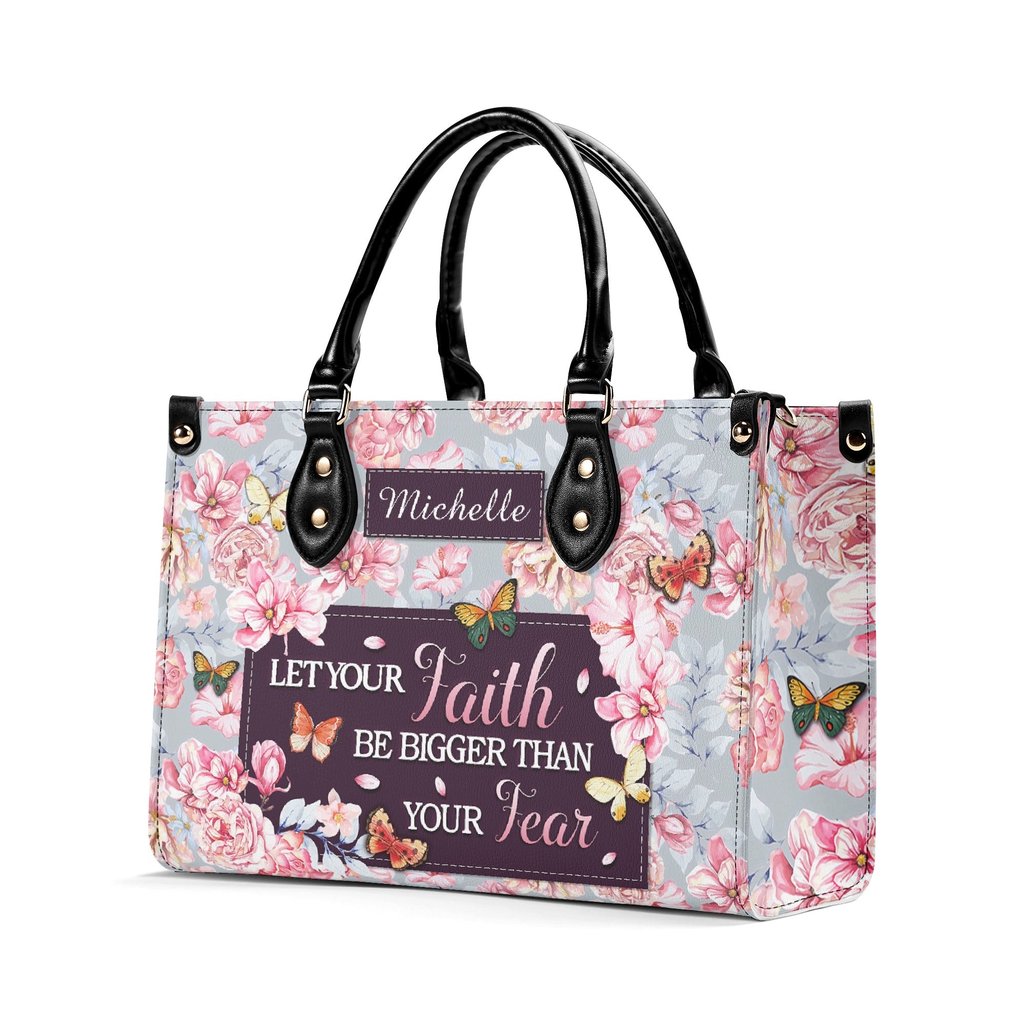 Let Your Faith Be Bigger Than Your Fear Leather Bag, Custom Leather Bag With Bible Verse. BLAF08